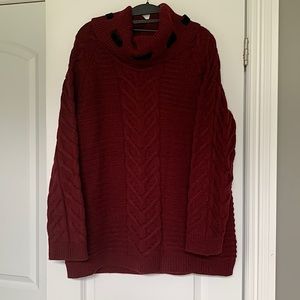 Burgundy Sweater with black velvet detail